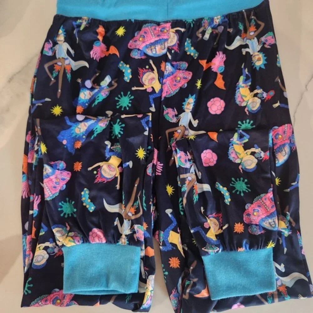 Rick‎ and Morty Sleep Pants Small Mens Pajamas Blue Print Elastic Waist